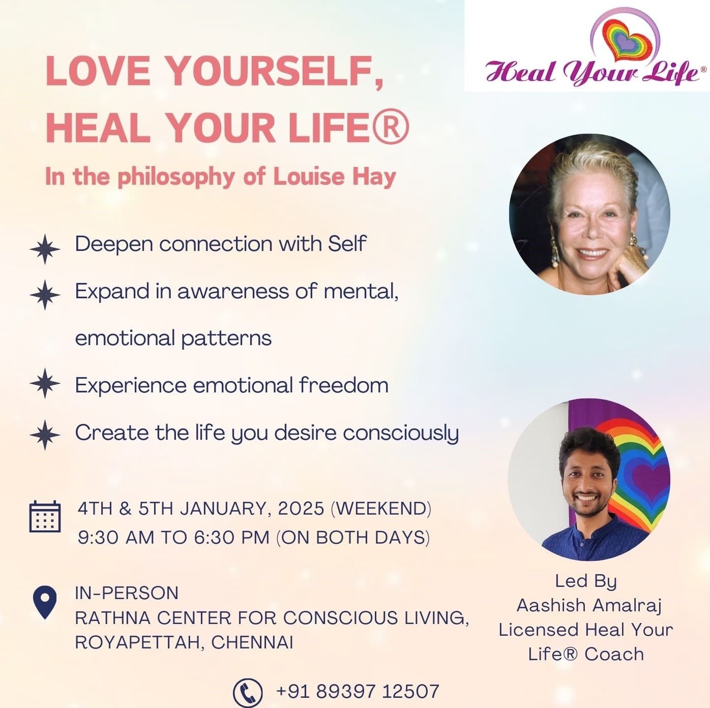 Love Yourself, Heal Your Life® - 2 Days Workshop in Chennai, India by Aashish Amalraj